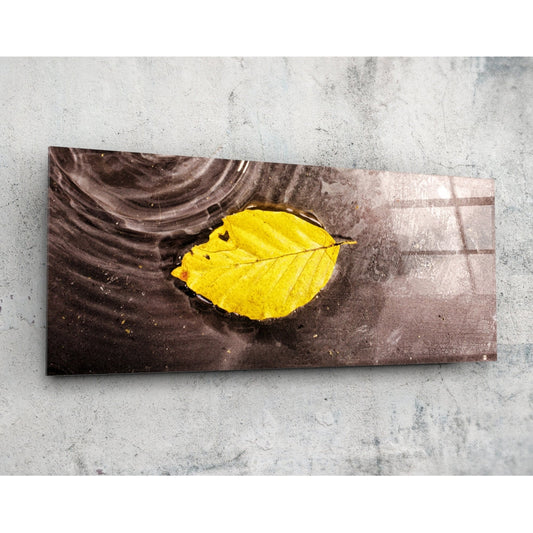 Sarı Yaprak Cam Tablo