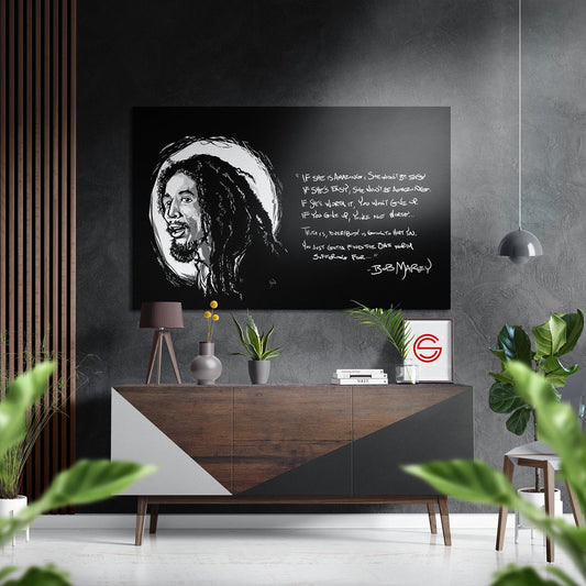 Bob Marley'In Sözleri Fırçalı Metalik Alu-Dibond