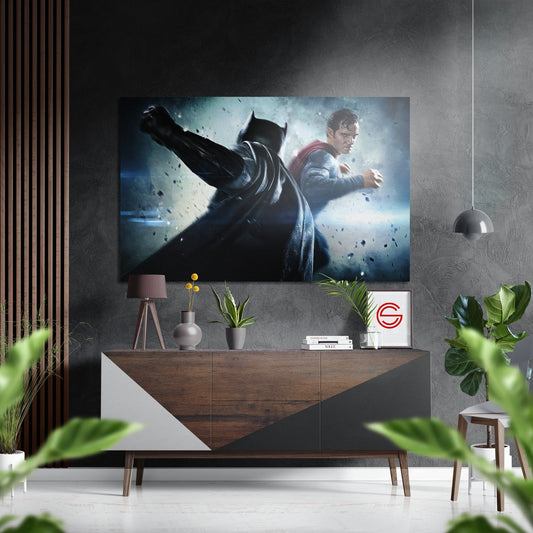 Batman Süpermen'E Karşı Fırçalı Metalik Alu-Dibond