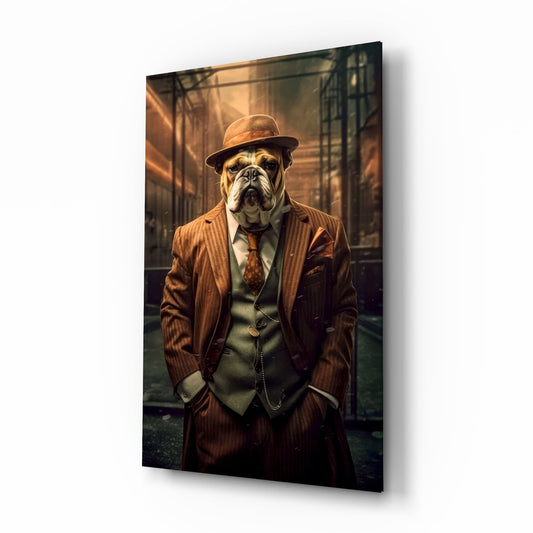 Takım Elbiseli Bulldog Cam Tablo