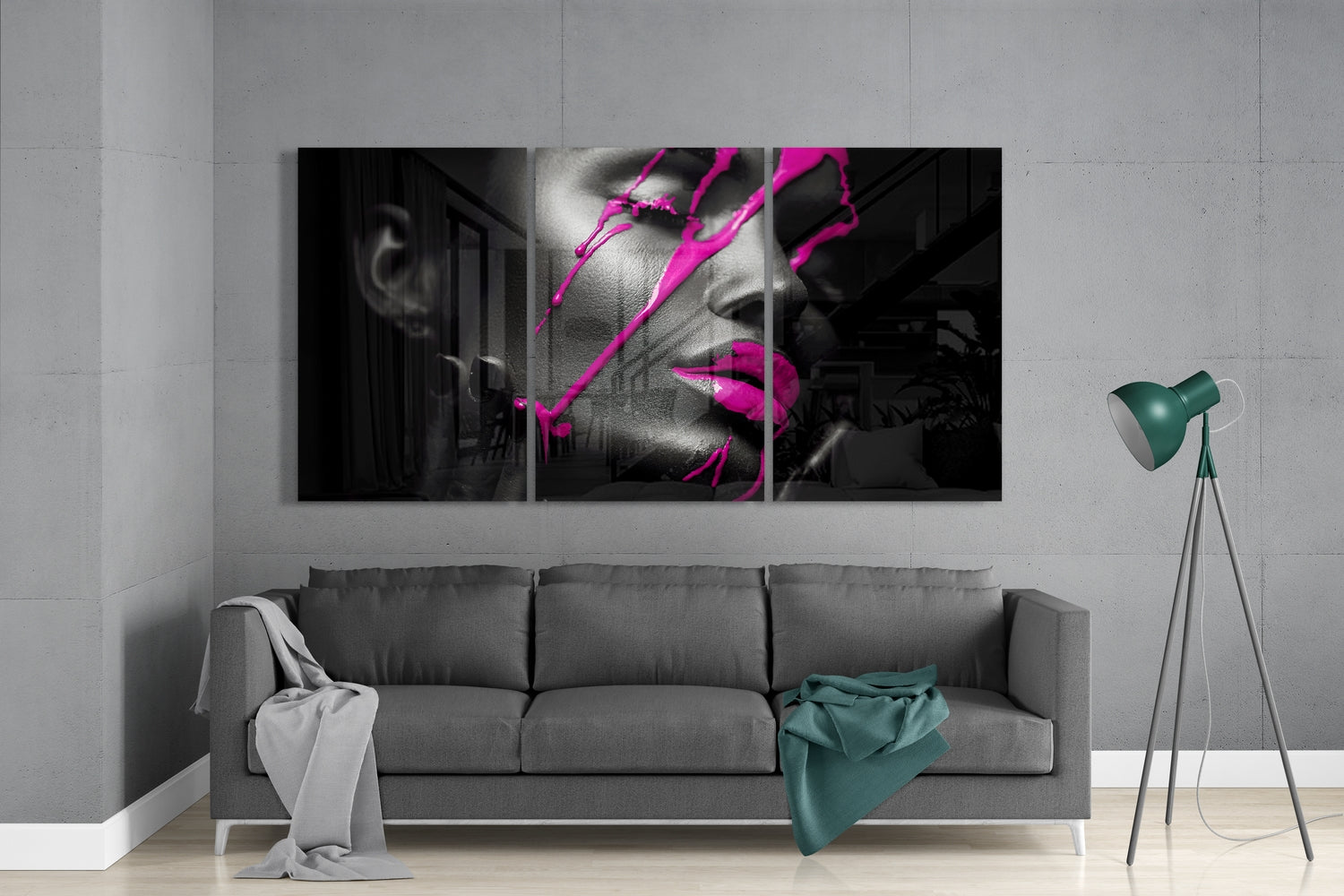 Pembe Mürekkep  Mega Cam Tablo