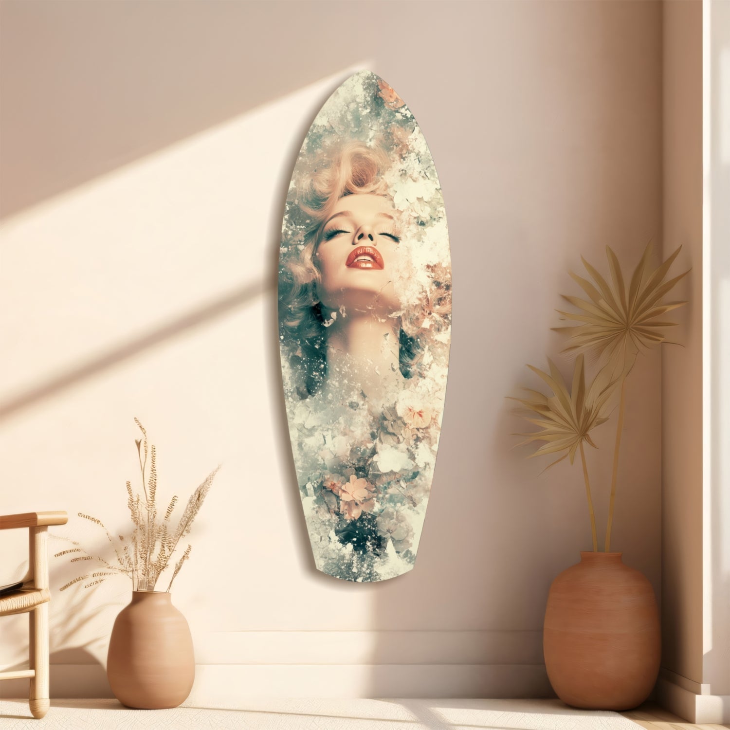 Çiçekli Madonna Cam Tablo
