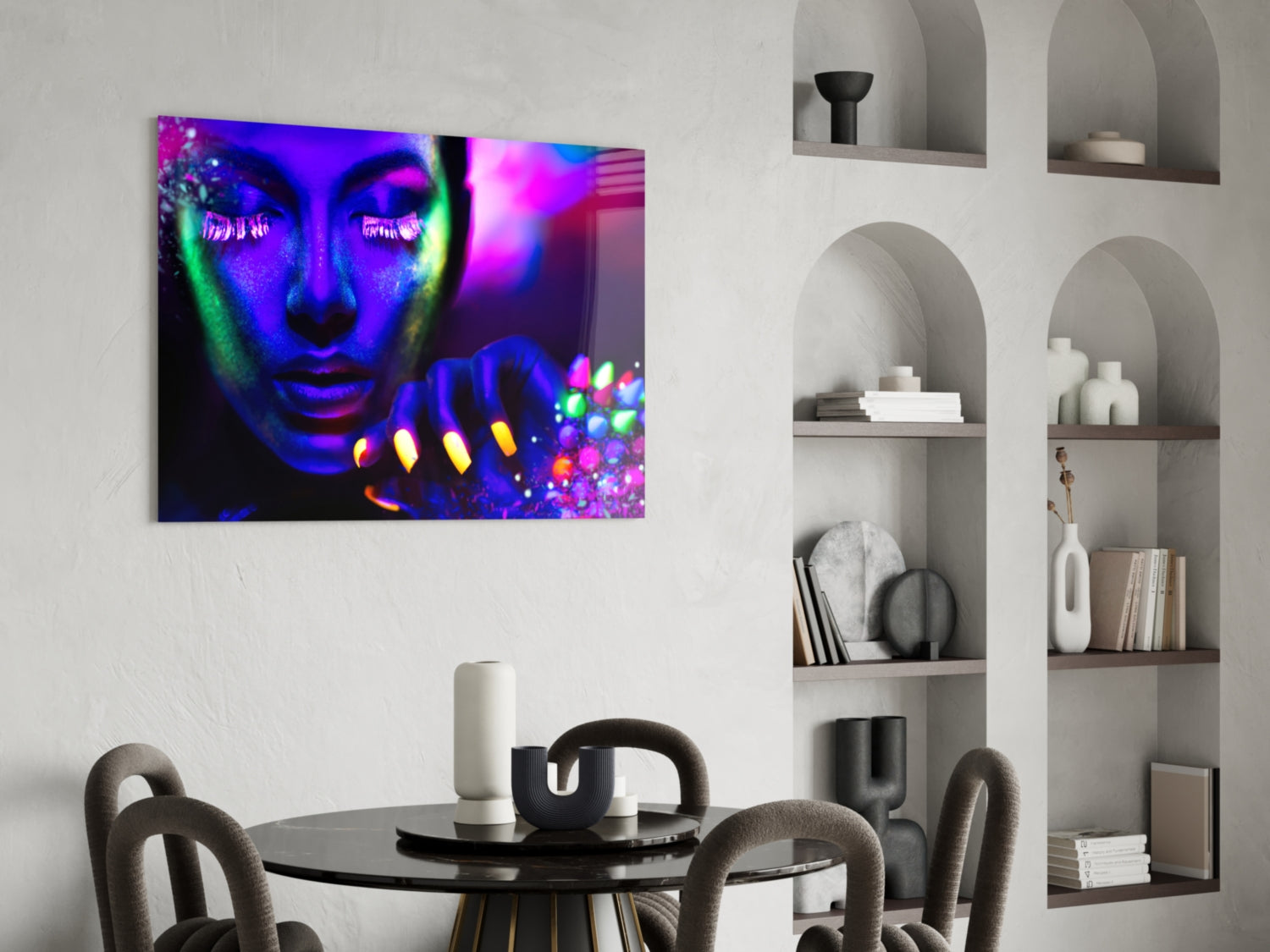 Neon Kadın Cam Tablo